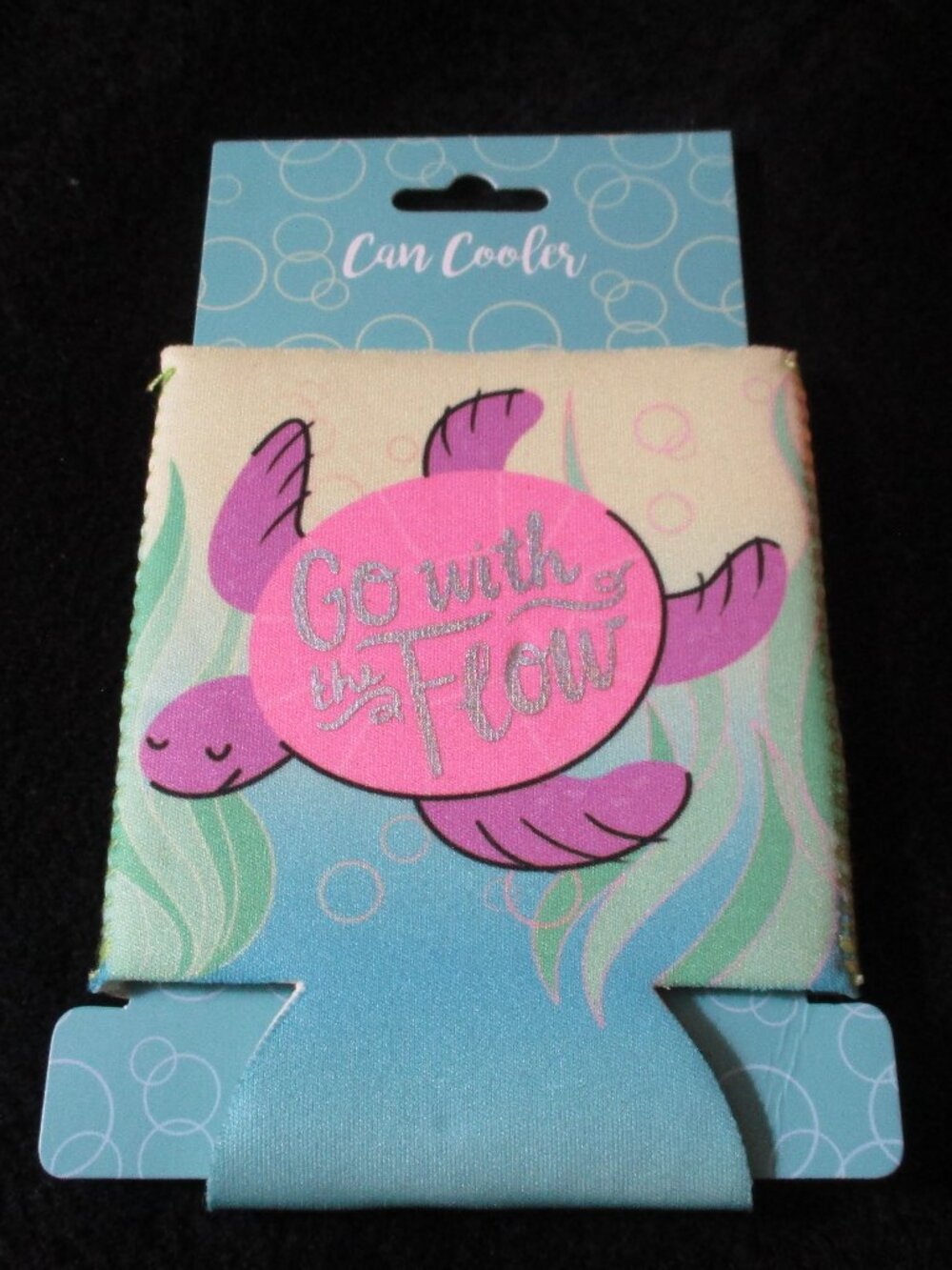 Go With the Flow Pastel Turtle Can Koozie by Lady Jayne NEW